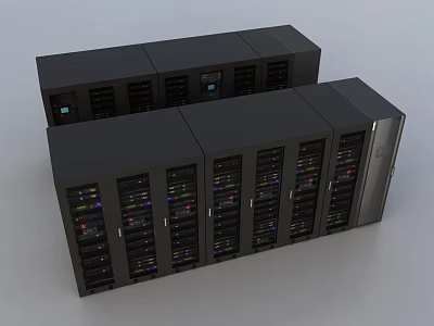 Server Racks With Multiple Server Units Neatly Arranged And Indicator Lights 3d model