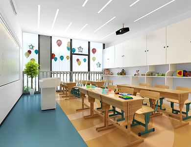 Modern Kindergarten Children's Classroom 3d model