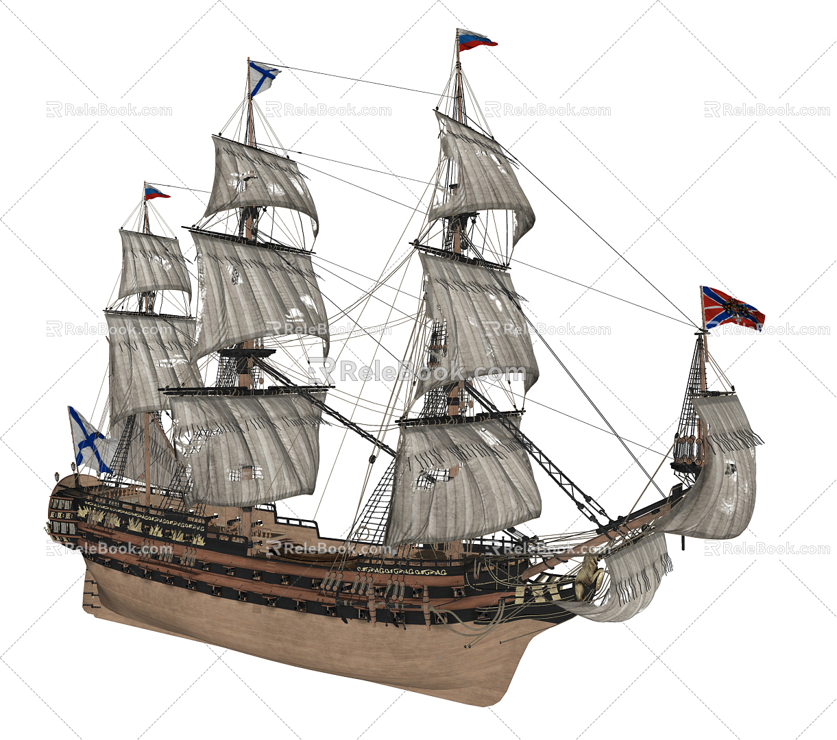 Modern Sailing Sailing Sailing Ship Warship Warship 3d model