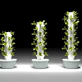 Vertical Farming Agricultural Equipment with White Column Structures Bases and Green Plants