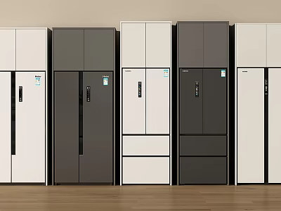 Modern Refrigerators In White Gray Black Colors With Different Styles 3d model
