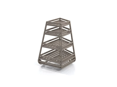 Multi Tier Storage Shelf with Modern Metal Frame and Open Shelves for Home Organization 3d model