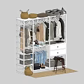 Modern Open Wardrobe Interior With Hanging Clothes Storage Baskets Drawers And Shoes