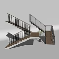 Modern Staircase Design With Black Railings Wooden Steps And Small Plant