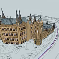 Grand Gothic Style Office Building With Spires Arched Windows And Stone Exterior