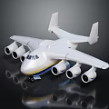 White Passenger Aircraft With Yellow Blue Stripes And Four Engines 3D Render