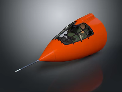 Orange Streamlined Cockpit With Transparent Window And Interior Seating Design 3d model