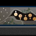 Traditional Cultural Wall Decoration Featuring Landscape Art Calligraphy And Stone Ground