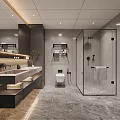 Sleek Modern Bathroom Interior Design With Glass Shower Enclosure Vanity And Marble Tiles