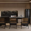 Modern Office Interior With Wooden Walls Desk Computer Chair Bookshelves And Green Plant