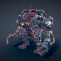 Smart Machine Quadruped Robot With Blue Gray Body Cockpit And Yellow Details