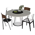 Modern Dining Table and Chair Combination Round Dining Table Dining Chair Single Chair 3d model