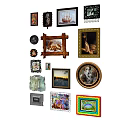 Various Style Portrait Paintings With Decorative Frames For Home Wall Art 3d model