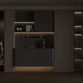 Modern Style Sideboard With Storage Cabinets And Countertop For Dining Room Area