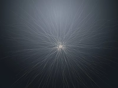 Abstract Radiating Lines Artwork With Central Light Spot On Dark Background 3d model