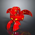 Red Futuristic Aerospace Craft with Winged Structure Legs and Yellow Accents in Space Exploration Concept