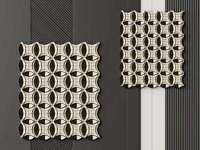 Modern Square Wall Decor With Geometric Repeating Patterns For Home Interior 3d model