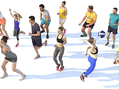 Group Of People Engaged In Various Sports Activities 3d model