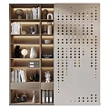 Elegant Modern Interior With Stylish Bookshelf Decorative Items And Perforated Partition