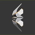 Abstract Futuristic Mechanical Device 3D Model With White Yellow Blue Radial Blades And Central Core