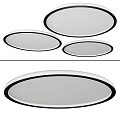 Modern Circular Flush Mount Ceiling Lights With Black Trim And White Panels 3d model