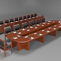 Wooden Conference Table With Black Chairs In Modern Meeting Room Setup