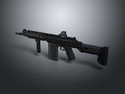 Modern Black Tactical Rifle With Scope Magazine Grip And Accessories 3d model