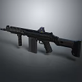 Modern Black Tactical Rifle With Scope Magazine Grip And Accessories