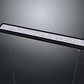 Modern Long Rectangular Chandelier With Black Frame White LED Bulbs And Transparent Hanging Wires