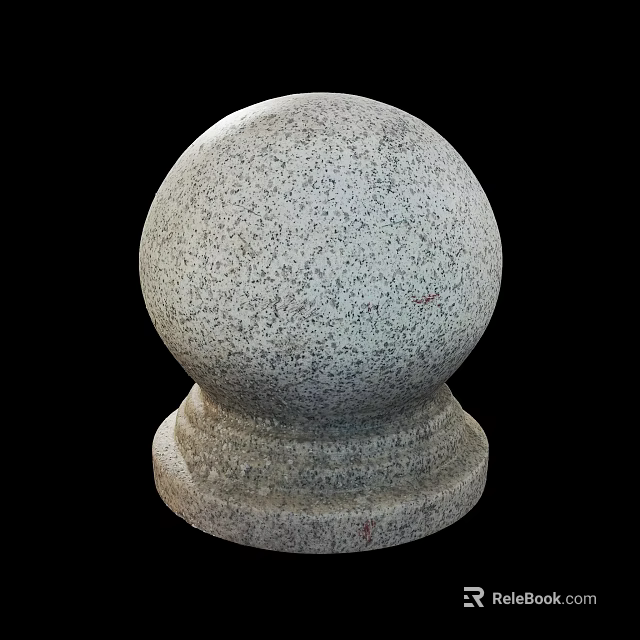 Decorative Granite Sphere With Textured Surface And Sturdy Base Design 3d model