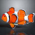 3D Designed Clownfish Sculpture With Orange White Black Stripes And Transparent Frame Support