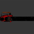 Red And Black Chainsaw With Orange Handle And Black Cutting Chain