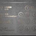 Interior Wall With WiFi Information Cafe Restaurant Gallery And Numbered Signs 3d model