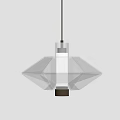 Modern Geometric Glass Pendant Light With Transparent Diamond Frame And Metal Base