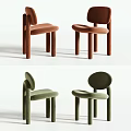 Modern Minimalist Leisure Chairs Brown and Green with Curved Backrest Round Seat Straight Legs