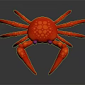 Red Crab 3D Character With Purple Blue Eyes And Yellow Spots