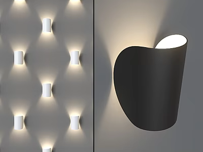 Modern Interior Wall Lamps With White Cylindrical And Black Curved Designs 3d model