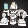 Industrial Technical Equipment With Multiple Mechanical Modules And Different Shaped Connector Components