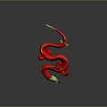 Vibrant Red Yellow Mythical Dragon Fish Creature With Scaled Body And Curved Fishtail
