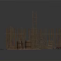 Rustic Wooden Rural Decorative Components With Fence Ladder Barrels Wagon Wheel And Crates
