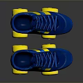 Stylish Blue And Yellow Roller Skates With Laces And Yellow Wheels