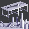 Commercial Mobile Serving Table with Ice Buckets Champagne Bottles and Wine Glasses