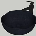 Black Textured Bowl Shaped Wash Basin with Modern Black Faucet Design