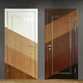 Modern Wooden Hinged Doors Featuring Geometric Lines White Light And Dark Brown Finishes