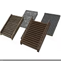 Architectural Building Materials With Wooden Grilles And Stone Tile Design Elements