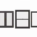 Modern Casement Windows With Black Frames Three Different Styles For Home 3d model