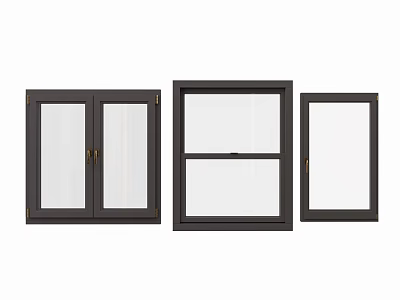 Modern Casement Windows With Black Frames Three Different Styles For Home 3d model