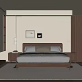 Modern Bedroom Interior Design With Wooden Bed Nightstands Wall Art White Wardrobe And Blinds