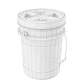 Red Plastic Bucket With Black Lid Metal Handle And Size Measurements