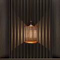 Contemporary Slim Vertical Striped Wall Lamp With Warm Glow And Gold Trim